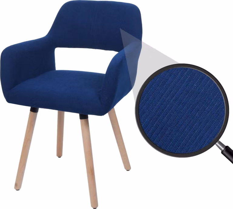 Sedia da pranzo HWC-A50 II, sedia da cucina sedia imbottita, legno tessuto/corda tessile (400g/m²) ~ blu