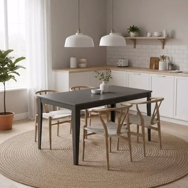 Tavolo da pranzo allungabile Moon Duzzle effetto cemento grigio e nero L: 156-316 cm, P: 90 cm, H: 76 cm