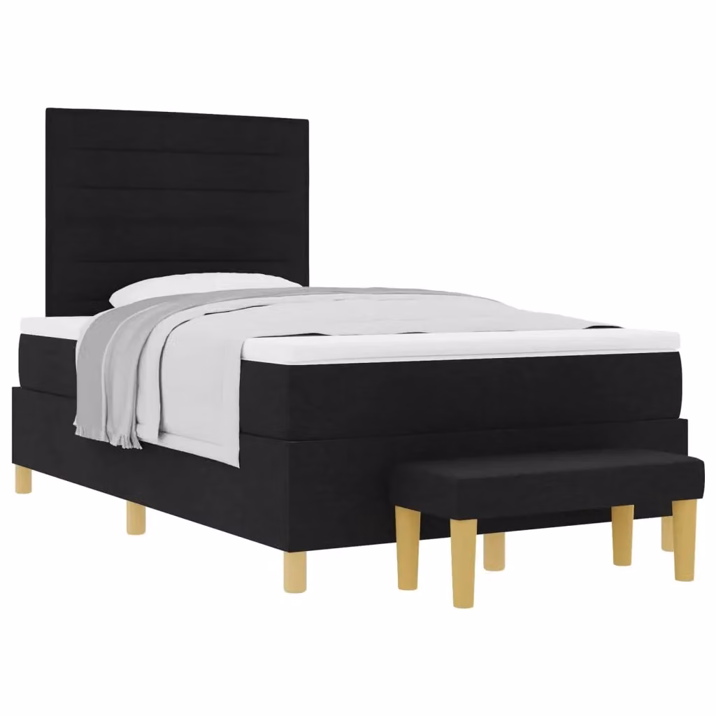 Letto con testiera moderno vidaXL in tessuto nero L: 200 cm, P: 120 cm, H: 128 cm – 2