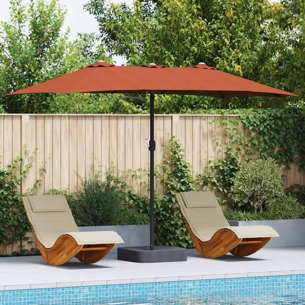 Ombrello da giardino vidaXL colore terracotta con struttura in acciaio e copertura in poliestere L/P/H: 385 x 209 x 244 cm