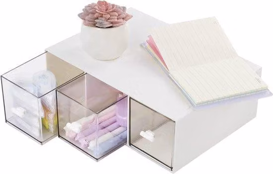 Grande contenitore organizer da toeletta - Staubfein - Plastica resistente - 3 scomparti orizzontali