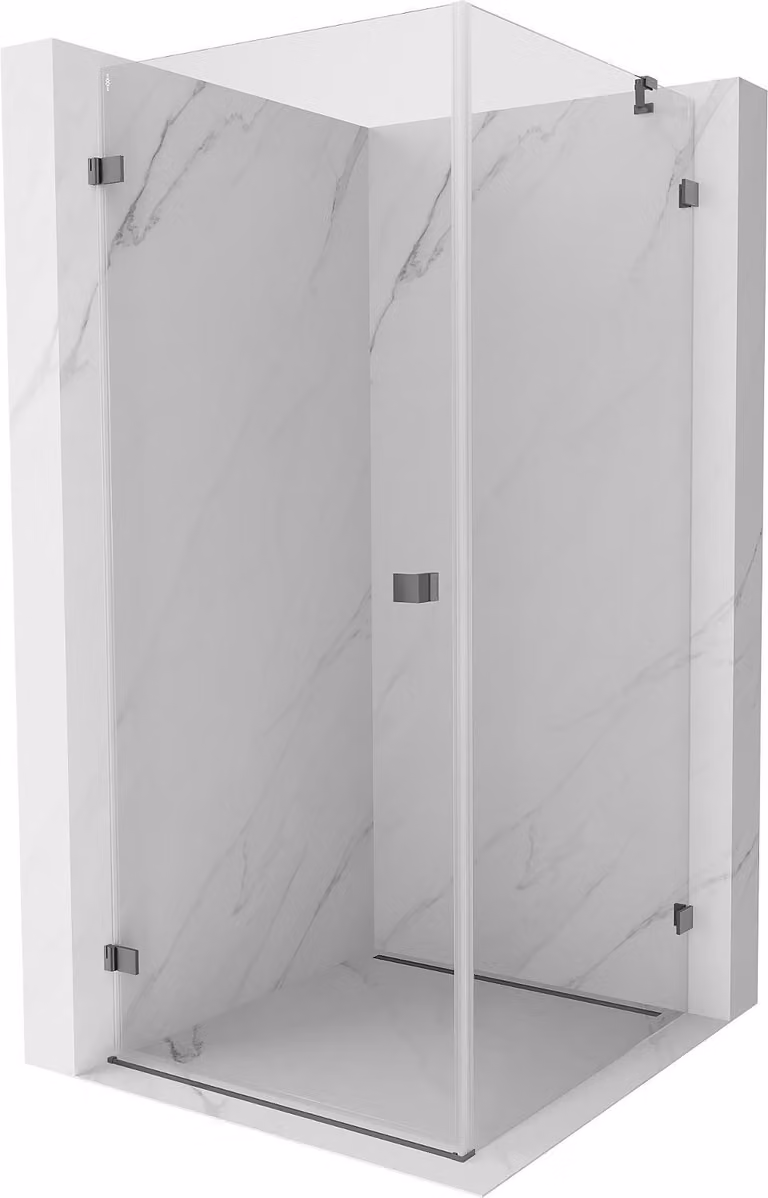 Mexen Lunar-B cabina doccia a battente sinistra 80 x 80 cm, trasparente, gun metal - 832-080-080-95-00-L