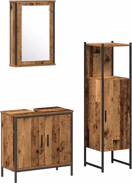 Set di mobili per il Bagno | Armadio da bagno 3 pz Marrone 33 x 33 x 120.5 cm
