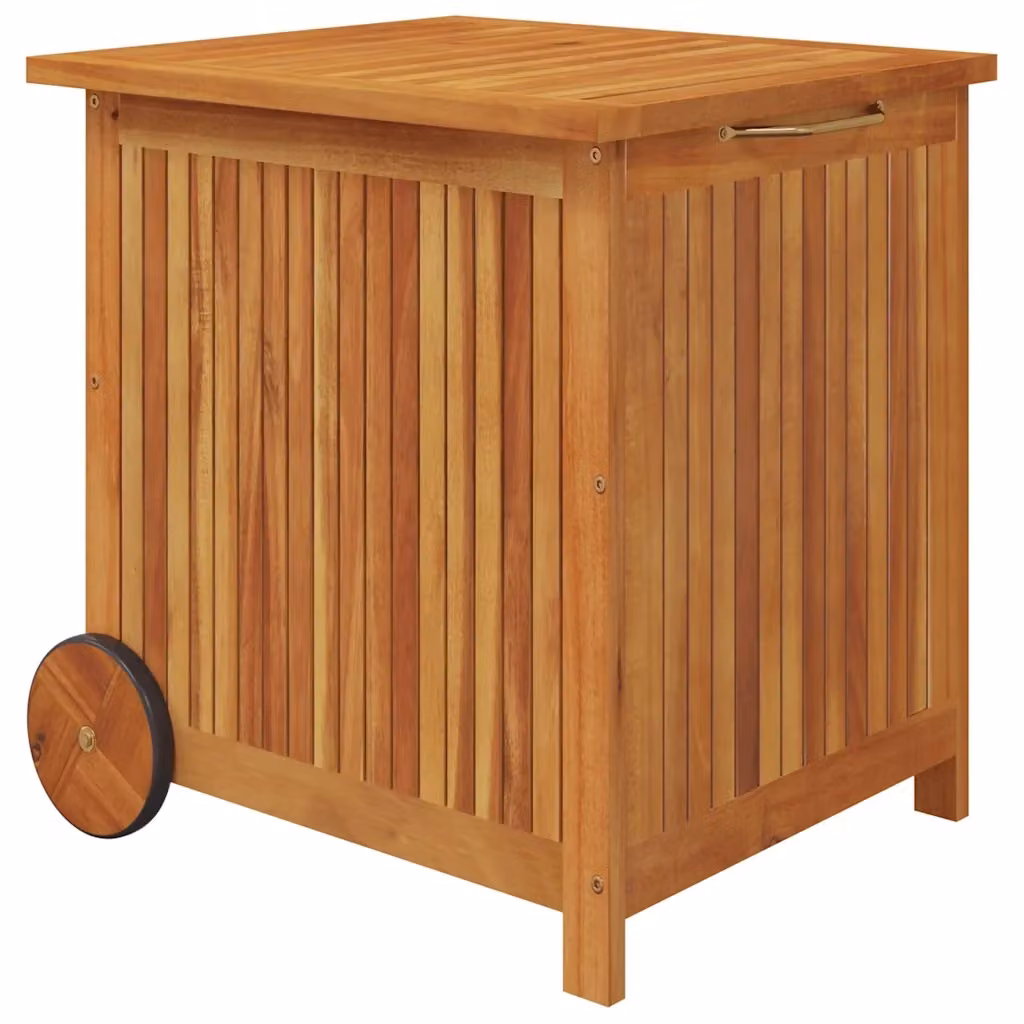 Contenitore da giardino con ruote vidaXL in legno di acacia oliato marrone L: 60 cm, P: 50 cm, H: 58 cm – 2