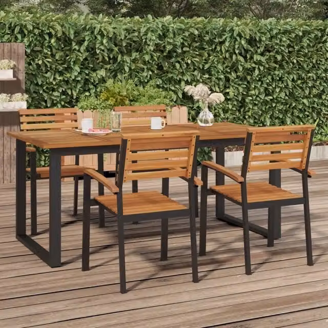 Tavolo Giardino con Gambe a U 180x90x75cm Legno Massello Acacia 319513