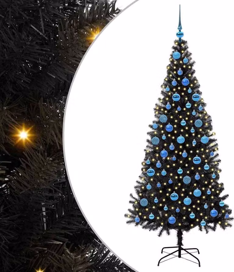 Albero di Natale con 300 LED con supporto Nero 180 cm PVC