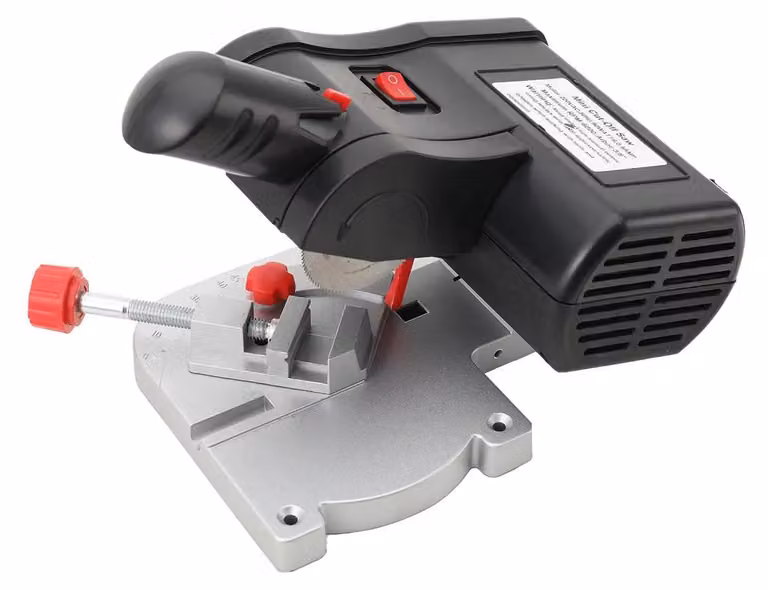 Mini sega elettrica - Sega da tavolo/segatrice circolare da tavolo - Alta velocità - Lama in acciaio - Per metallo, legno, plastica - Alimentazione a corrente continua - Senza batteria - Regolabile