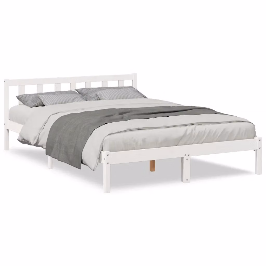 Letto matrimoniale extra lungo vidaXL in legno di pino bianco con doghe fisse L/P/H: 200 x 220 x 69,5 cm – 2