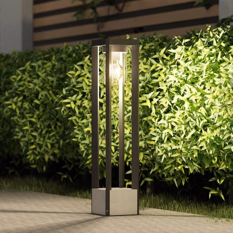 Lampioncino da giardino Kalisa Lucande, dimmerabile, Alluminio / Grigio / Zincato, Alluminio, Moderno, Lampada da esterni