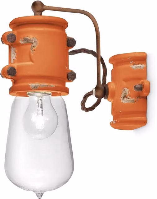 Applique Vintage Urban Ferro E Ceramica Arancio 1 Luce E27 22Cm