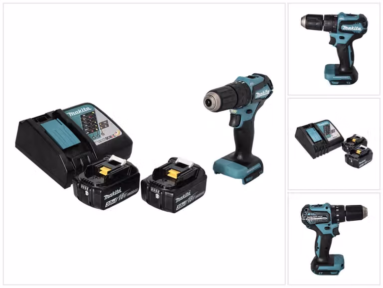 Makita DHP 483 RF 18 V 40 Nm Brushless Cordless Drill + 2x 3.0 Ah Batterie + Caricabatterie