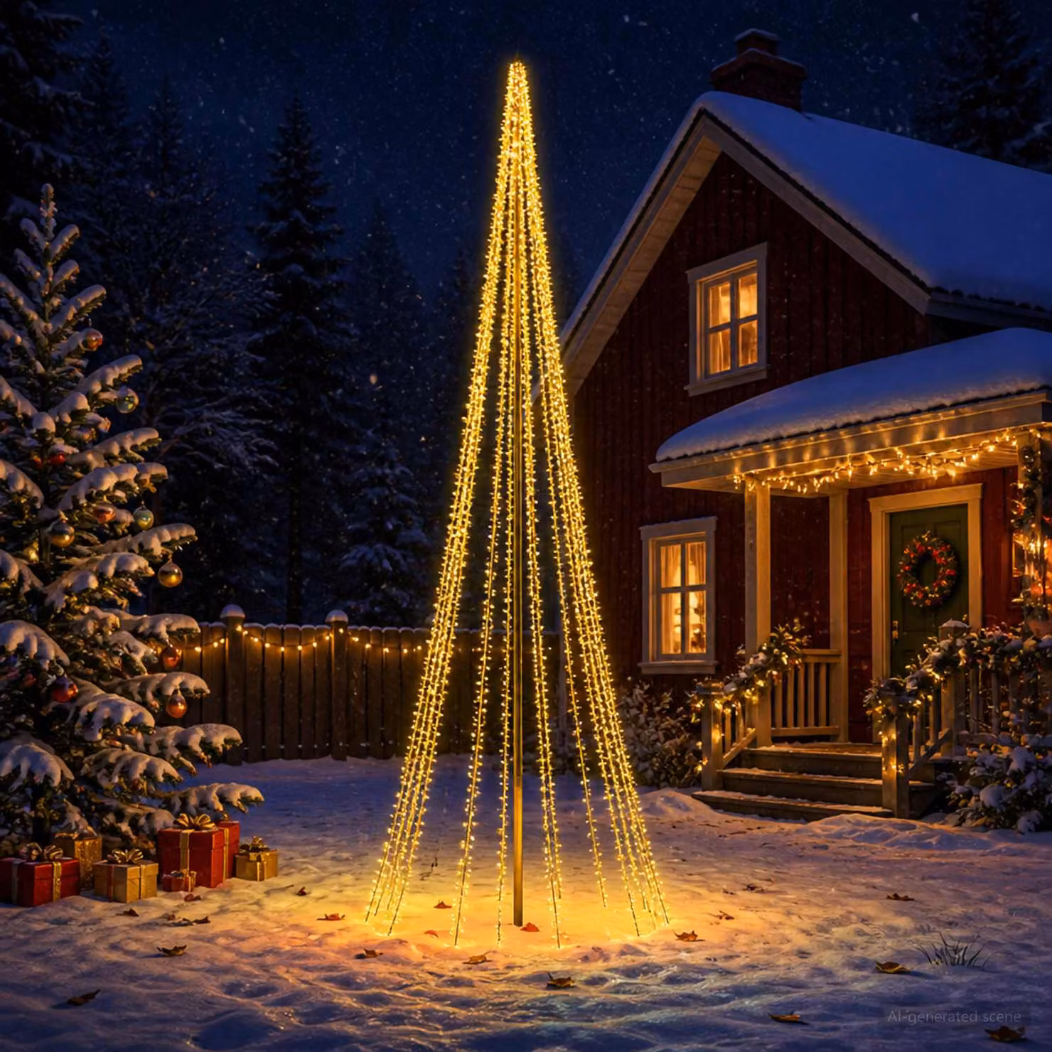 vidaXL Albero di Natale LED 485 cm 3000 LED Bianco caldo Acciaio Nero