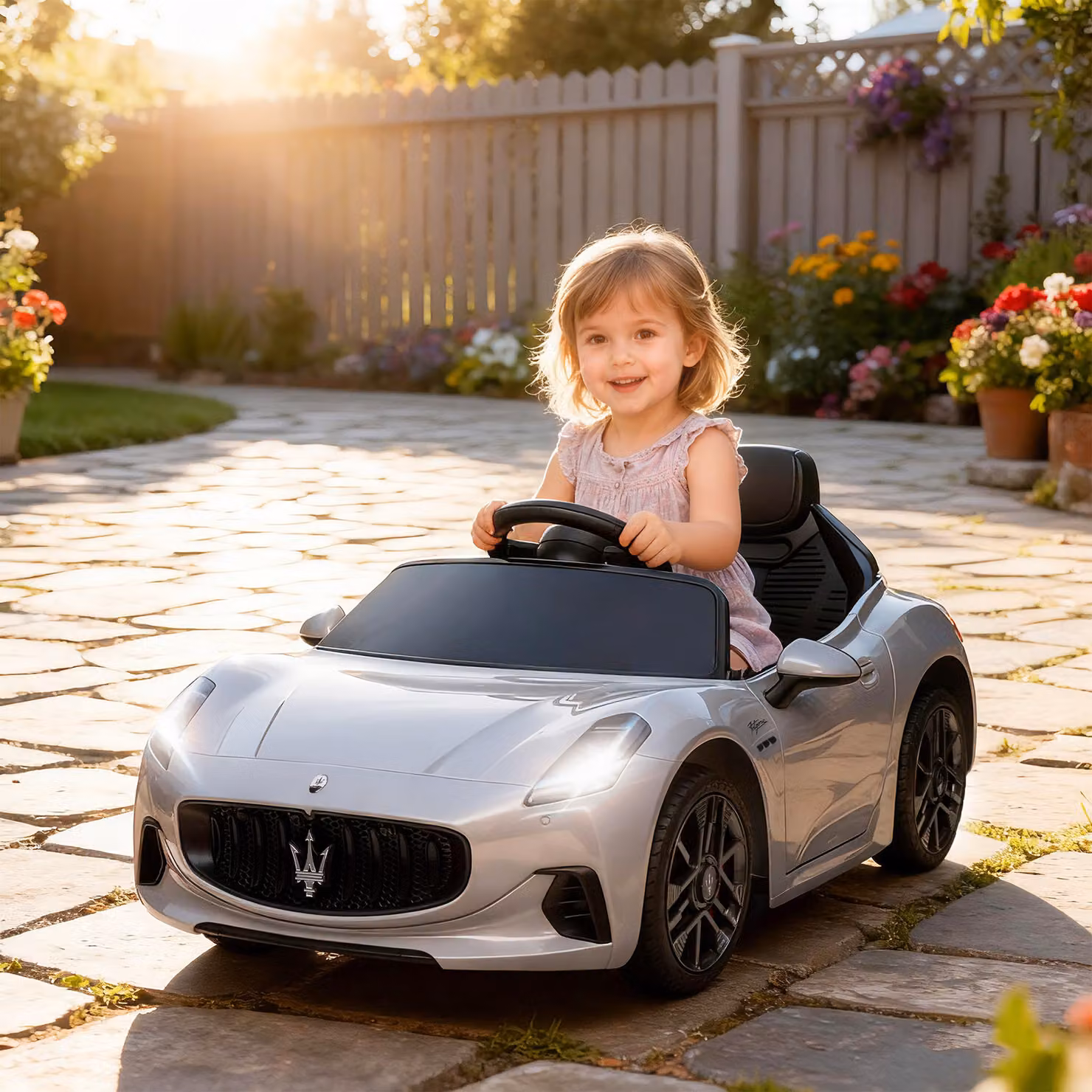 AIYAPLAY Macchina Elettrica per Bambini Maserati Gran Turismo Folgore 12V con Telecomando, Grigio – 2