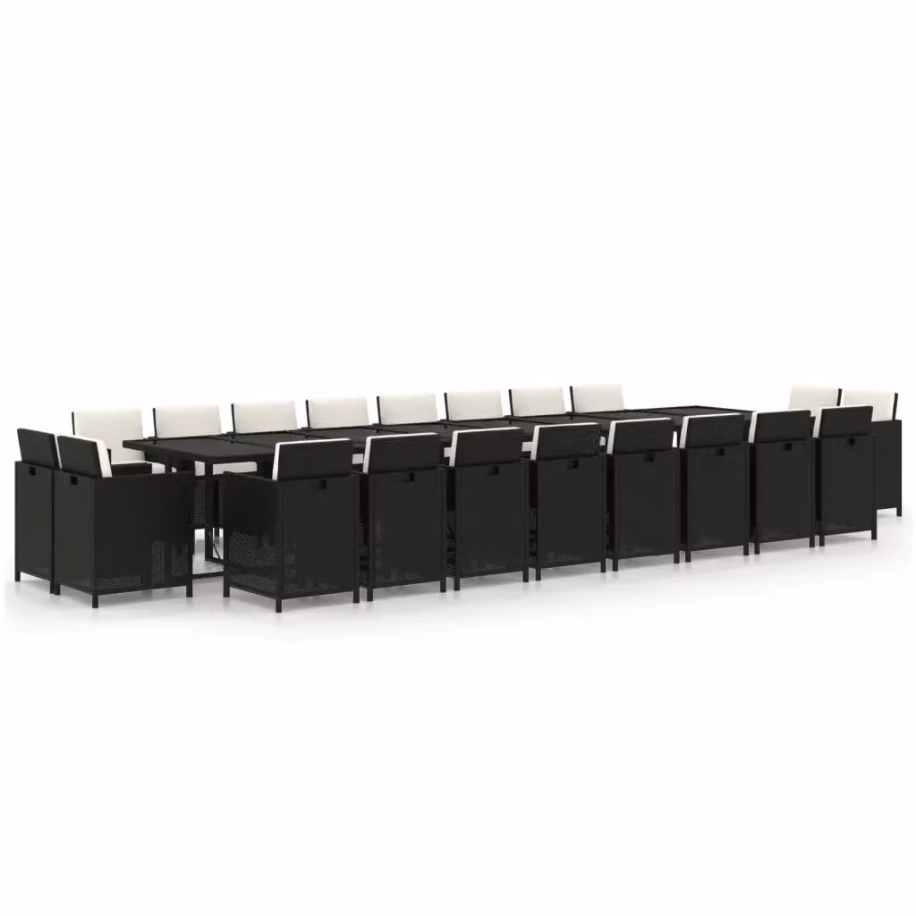 Set da pranzo da giardino vidaXL in polyrattan nero e bianco con tavolo in vetro e 21 pezzi – 2