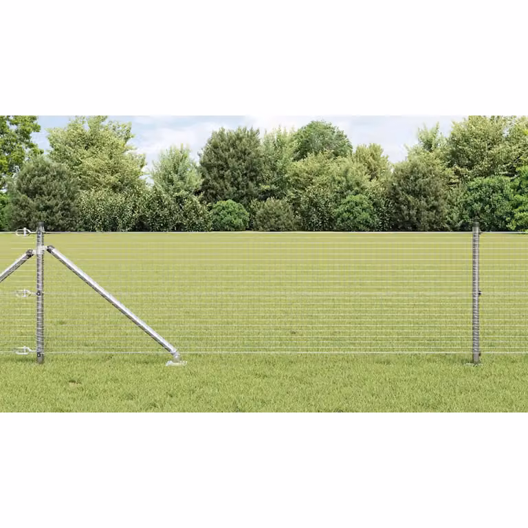 Recinzione in rete saldata con punte vidaXL in acciaio zincato argento, L: 10 m, H: 0,4 m
