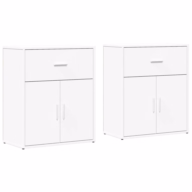 Credenze 2 pz Bianche 60x31x70 cm in Legno Multistrato