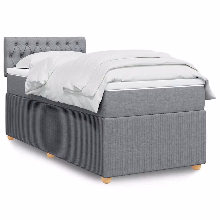 vidaXL Letto Ibrido con Materasso a Molle Insacchettate Grigio e Bianco L/P/H: 90 x 200 x 100,5 cm