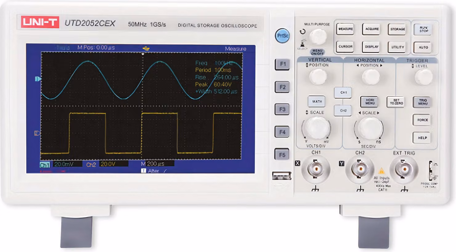 Oscilloscopio a memoria UNI-T UTD2052CEX+, 2 canali, 50 MHz