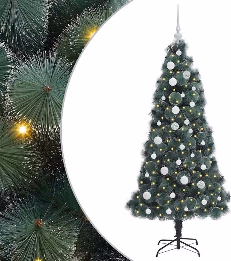 Albero di Natale artificiale pre-illuminato con set di palline