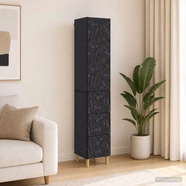 Set di 2 armadi moderni vidaXL in MDF nero lucido con ante a battente e ripiani interni L/P/H: 33 x 34,5 x 90 cm