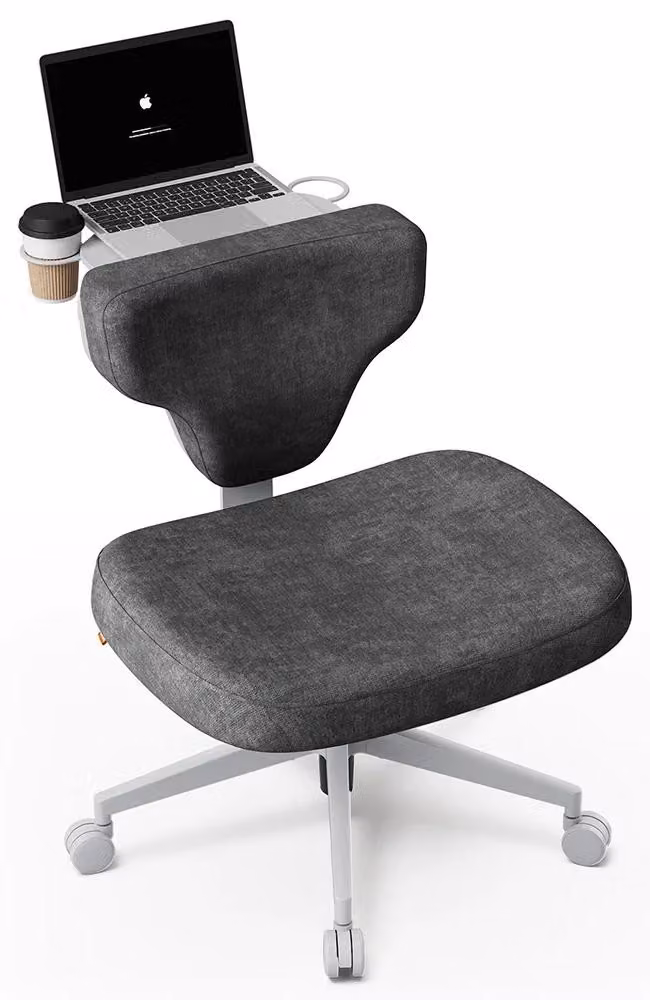 Sedia da scrivania - Modello FP - Senza braccioli - Supporto per laptop regolabile - Ergonomica - Regolabile in altezza - Con rotelle - Grigio scuro
