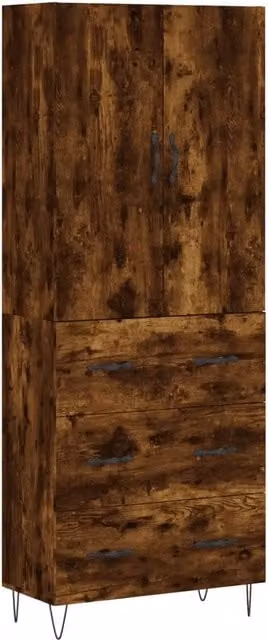 Credenza | Madia | Buffet da pranzo | Armadio da pranzo Rovere Fumo 69,5x34x180 cm in Legno Multistrato