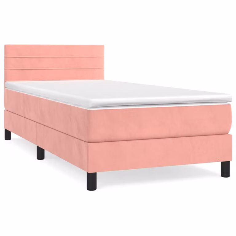 Giroletto a Molle con Materasso Rosa 100x200 cm in Velluto