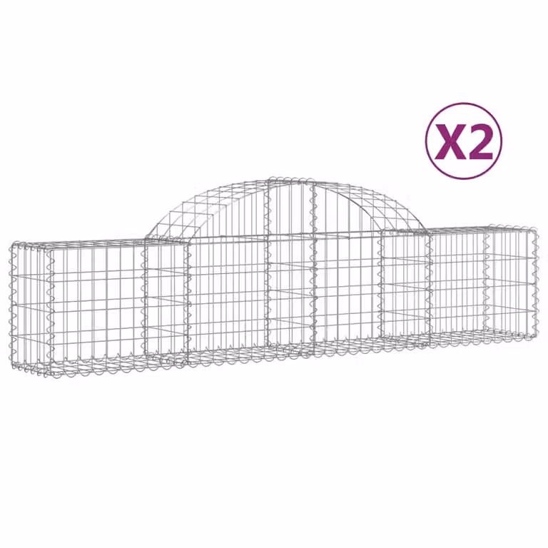 Cesti Gabbioni ad Arco 2 pz 200x30x40/60 cm Ferro Zincato