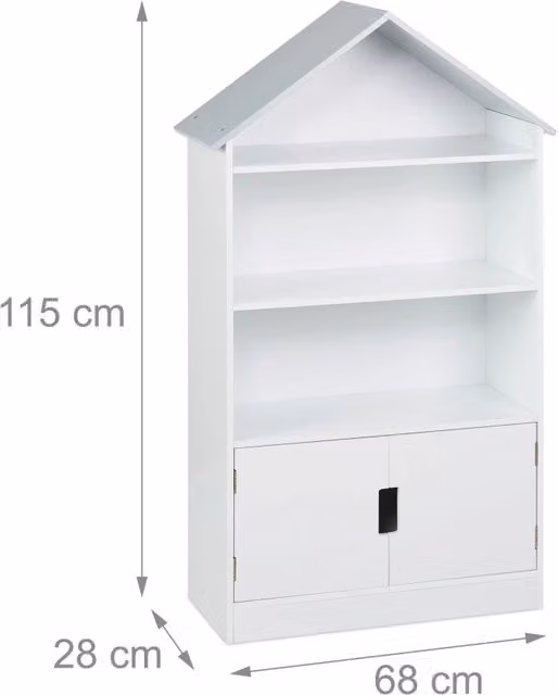 Scaffale a forma di casa design moderno cameretta bambini spazio di archiviazione autonomo 90 x 80 x 30 cm in legno bianco 13_0015565