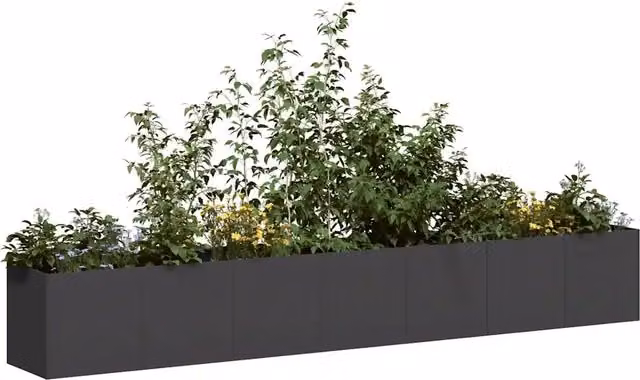 Fioriera-Vaso da Esterno-Contenitore per Piante Nera 280x40x40 cm in Acciaio Laminato a Freddo