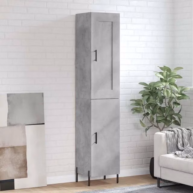 Credenza Buffet Design Mania Grigio con Ante a Battente e Ripiani Interni in Legno e Metallo L/P/H: 34,5 x 34 x 180 cm – 1