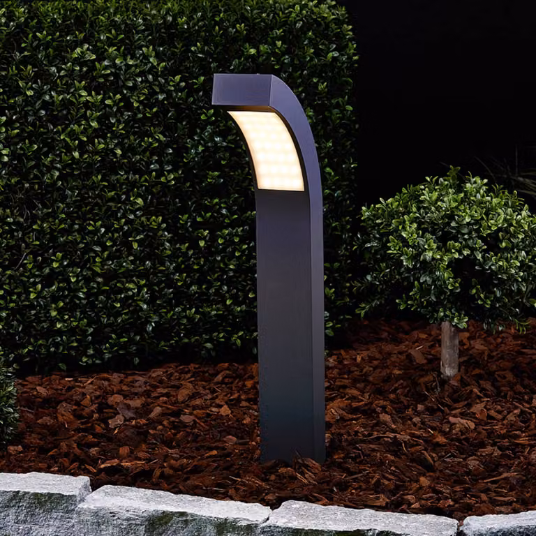 Lucande Lampioncino LED Lennik, 60 cm, antracite, metallo LENNIK, Nero, Alluminio, Moderno, Lampada LED da esterni