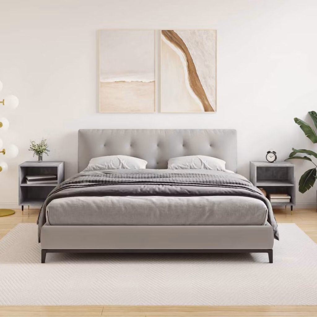 Set di 2 comodini vidaXL moderni in legno e metallo, colore grigio, L 40 cm x P 30 cm x H 50 cm, modello da appendere alla parete