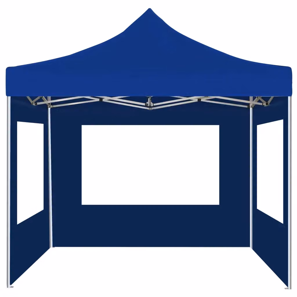 Gazebo Professionale Pieghevole vidaXL in Metallo e Plastica con Pareti Blu L 200 x P 200 cm – 2