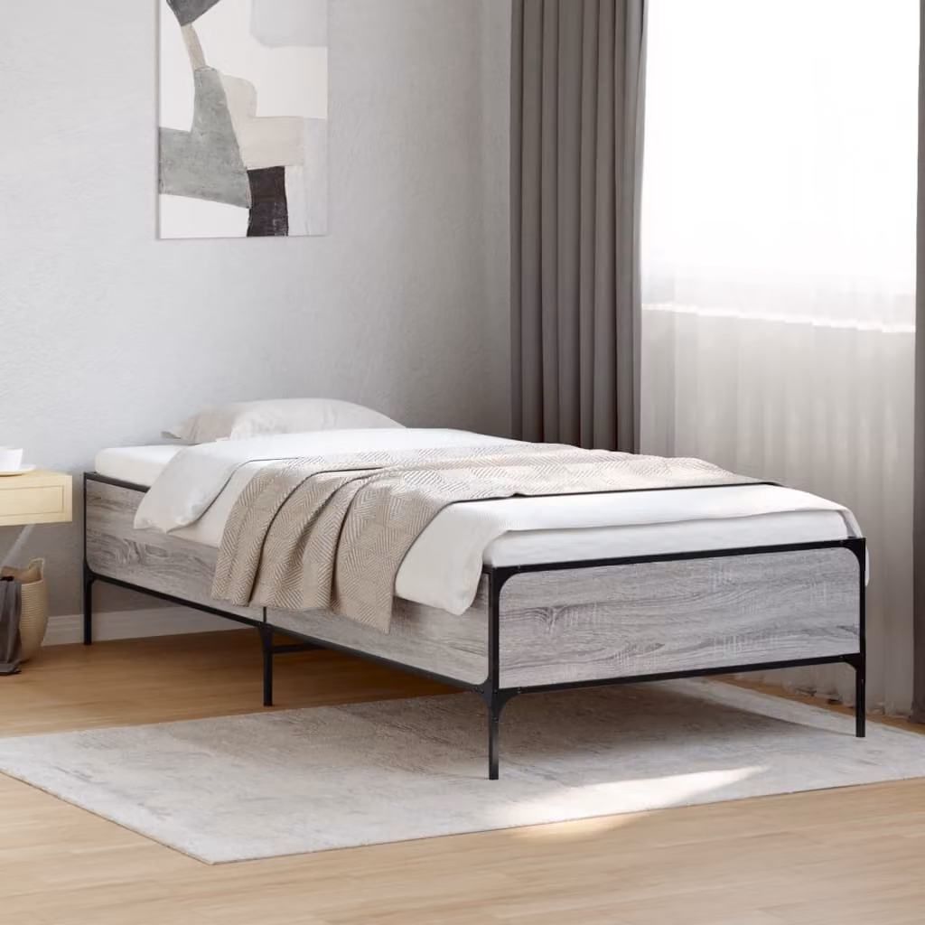 Giroletto vidaXL Grigio Sonoma in Legno Multistrato e Metallo 100x200 cm