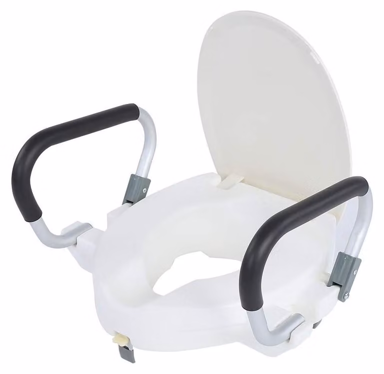 Sedile per WC rialzato con maniglie, 10 cm