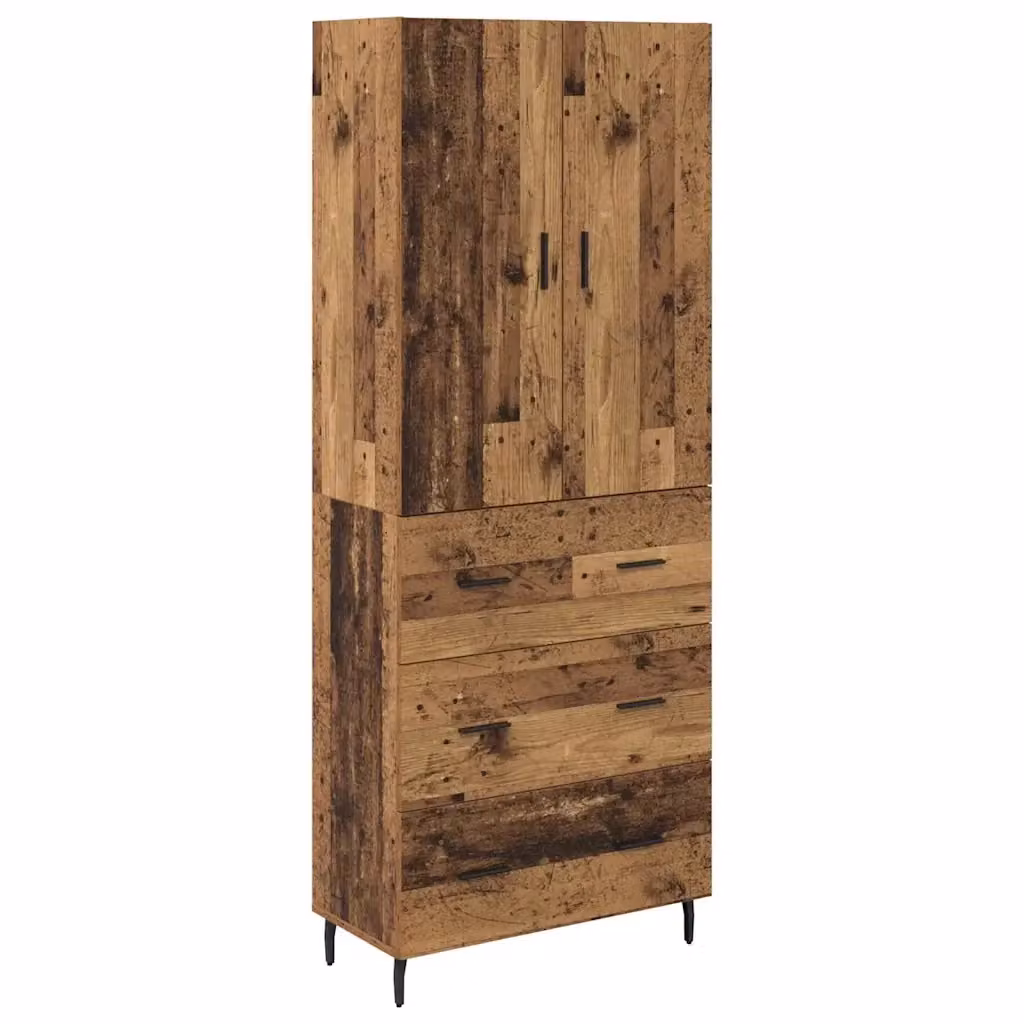 Credenza moderna vidaXL in legno e vetro marrone con ante a battente e ripiani interni L/P/H: 69,5 x 34 x 180 cm – 2