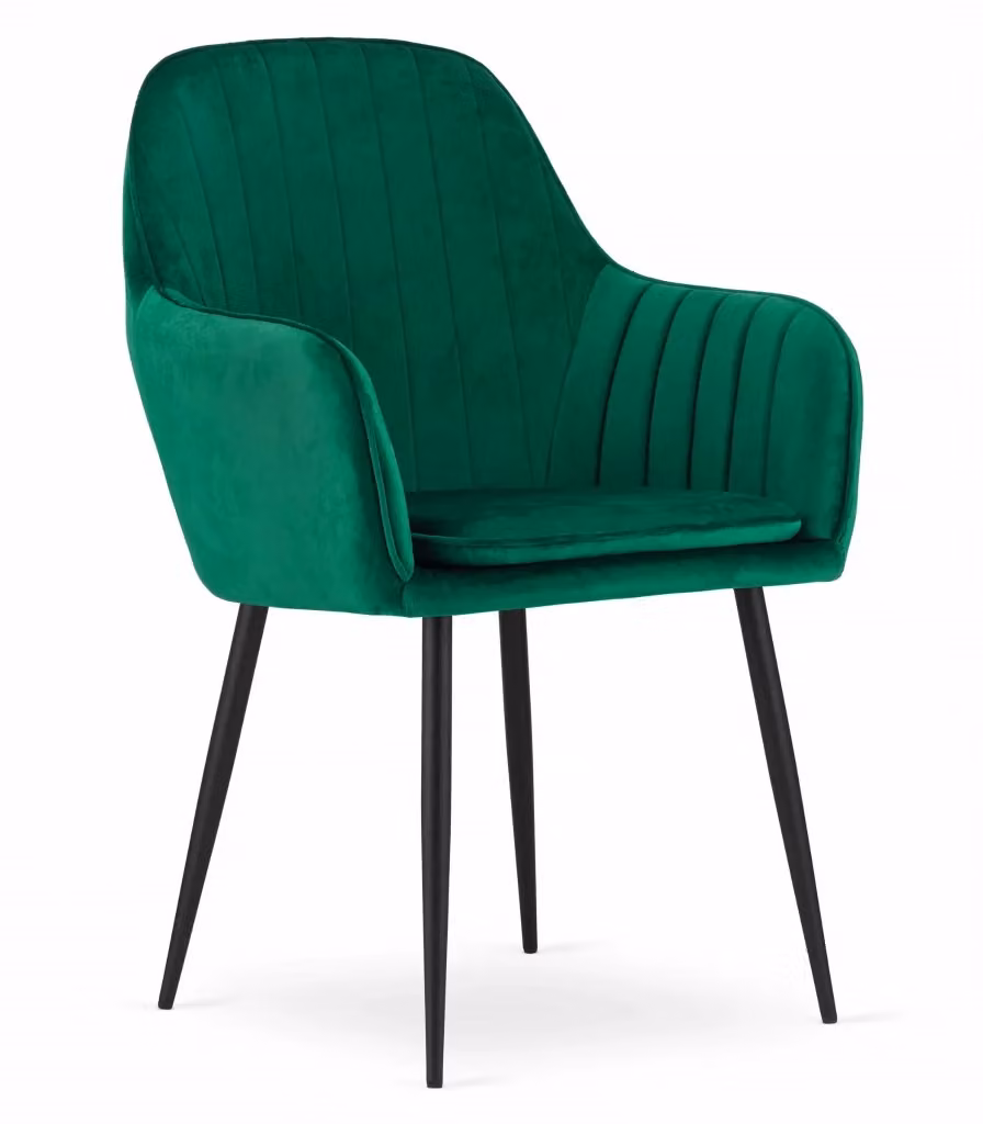 Set di 2 sedie Valora in velluto verde con gambe nere L/P/H: 50 x 56,5 x 86,5 cm – 2