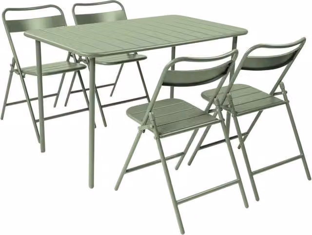 Set tavolo da giardino bistrot pieghevole in acciaio con 4 sedie,
