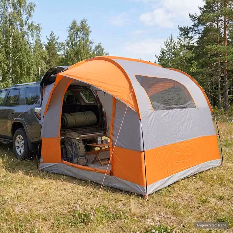 Tenda da tailgate impermeabile vidaXL per 4 persone, grigio e arancione