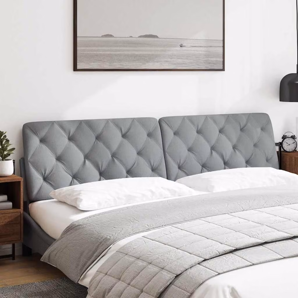 vidaXL Cuscino Testiera Grigio Chiaro 200 cm in Tessuto
