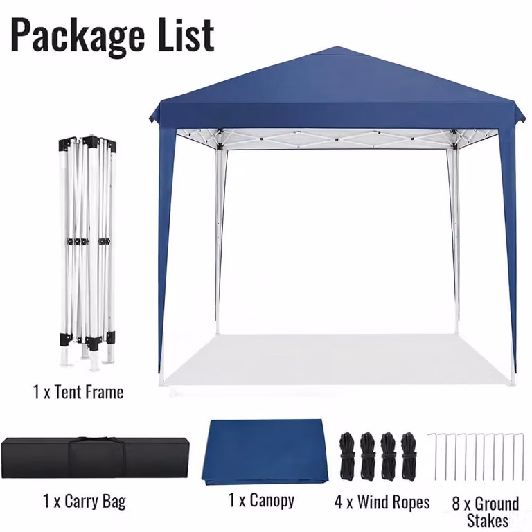 Padiglione pieghevole 3x3 metri - Tenda pop-up per feste - Impermeabile, protezione UV - Tessuto Oxford 420D - Struttura in acciaio - Con borsa per il trasporto - Blu scuro