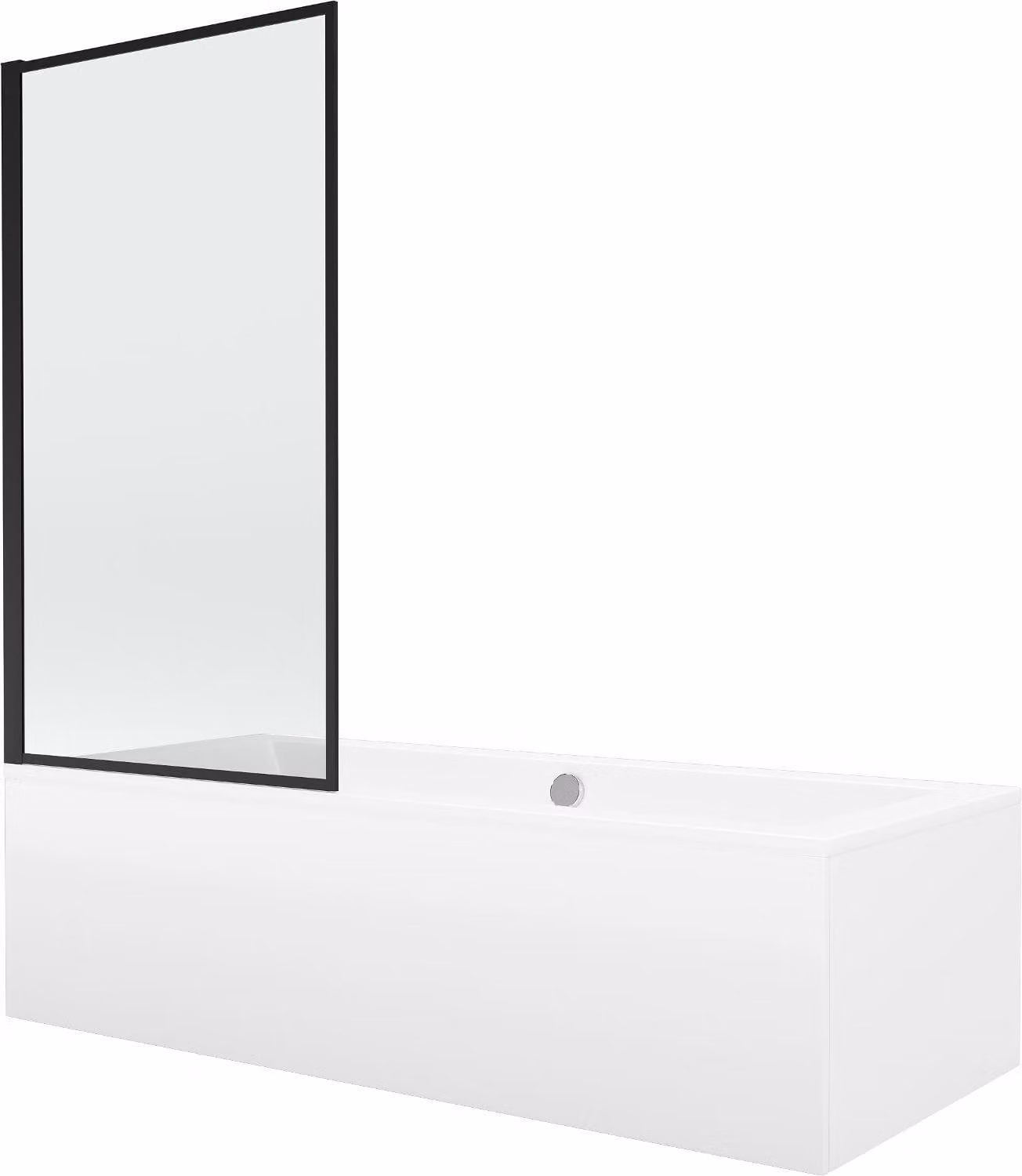 Mexen Cube vasca rettangolare 170 x 80 cm con pannello e paravento a 1 anta 80 cm, motivo nero - 550517080X9308017070