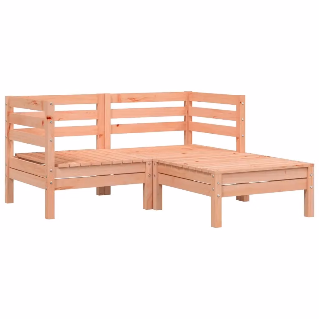 vidaXL Divano da Giardino a L con Poggiapiedi in Legno Massello Trattato, Marrone, con Cuscini Inclusi – 2