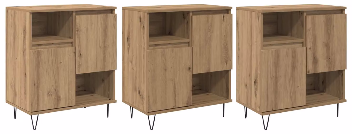 Credenza 3 pcs Rovere artigianale 60 x 35 x 70 cm