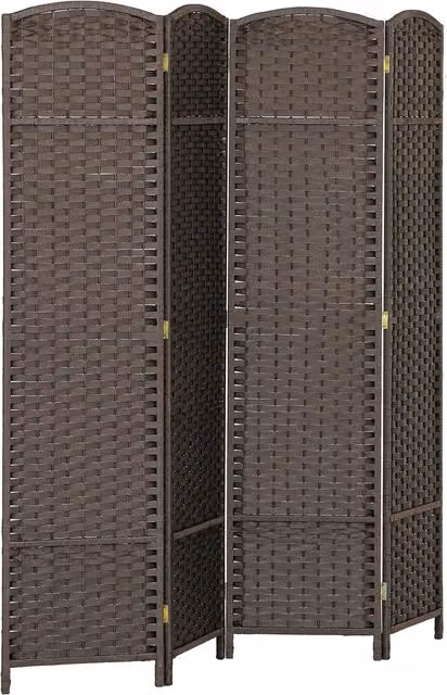Separè interno pieghevole HOMCOM in legno con 4 pannelli, ideale per soggiorno o camera da letto, marrone, L: 160 cm, H: 170 cm