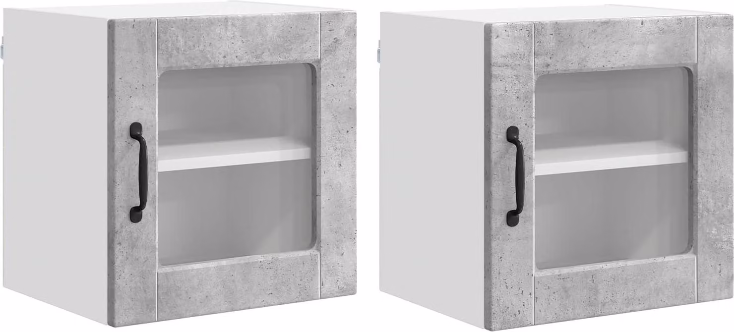 Mobile in vetro da parete PORTO 2 pcs Grigio cemento