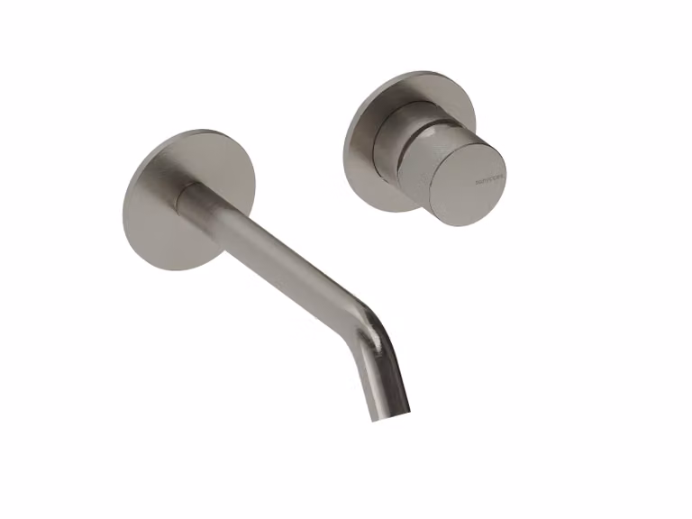 SANYCCES LOOP K ColdOpen Rubinetto lavabo da parete incasso con sporgenza di 18 cm, corpo incasso incluso, nichel spazzolato