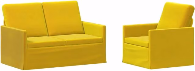Set di 2 divani moderni vidaXL in velluto giallo con struttura in metallo