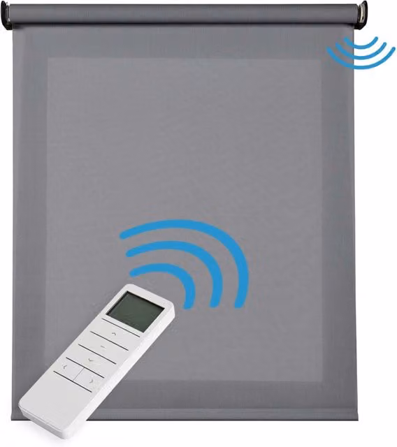 Tenda a Rullo Motorizzata Storesdeco Screen Premium in Tessuto Tecnico Semi-trasparente Grigio con Telecomando L: 240 cm, H: 250 cm